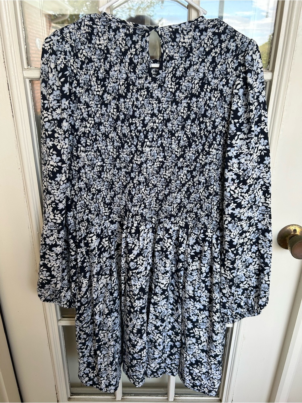 Women’s Navy and White Floral Long Sleeve Dress